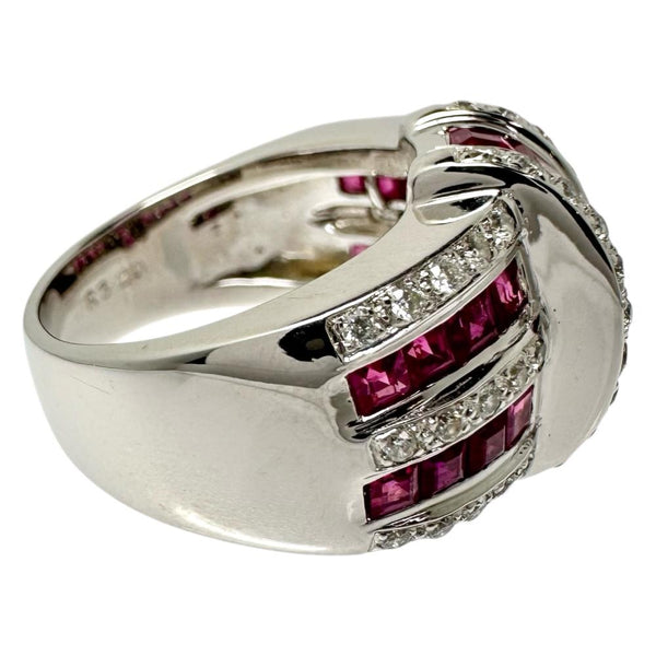 15号 ルビー 計3.20ct ダイヤモンド 計0.60ct リング・指輪 K18WGホワイトゴールド 18金 14.0g レディース 【中古】【真子質店】【NN】 【ISMoMi】