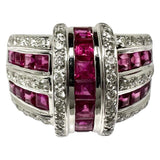 15号 ルビー 計3.20ct ダイヤモンド 計0.60ct リング・指輪 K18WGホワイトゴールド 18金 14.0g レディース 【中古】【真子質店】【NN】 【ISMoMi】