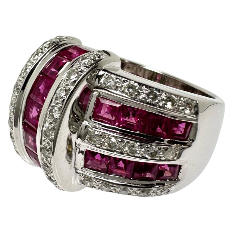 15号 ルビー 計3.20ct ダイヤモンド 計0.60ct リング・指輪 K18WGホワイトゴールド 18金 14.0g レディース 【中古】【真子質店】【NN】 【ISMoMi】