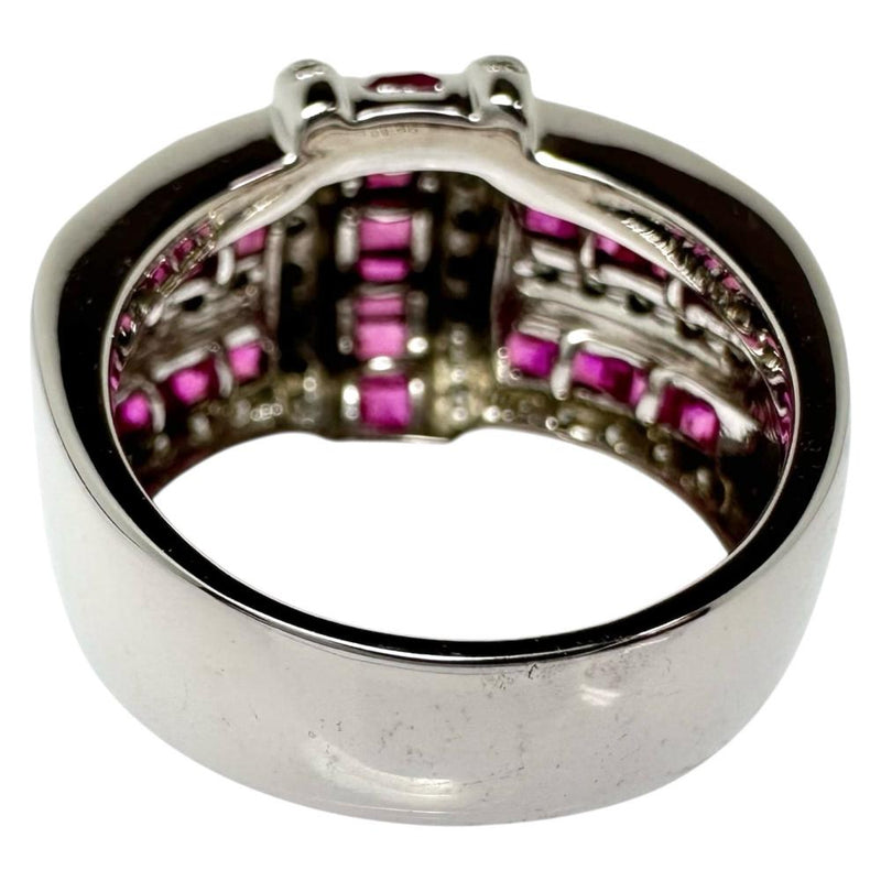 15号 ルビー 計3.20ct ダイヤモンド 計0.60ct リング・指輪 K18WGホワイトゴールド 18金 14.0g レディース 【中古】【真子質店】【NN】 【ISMoMi】