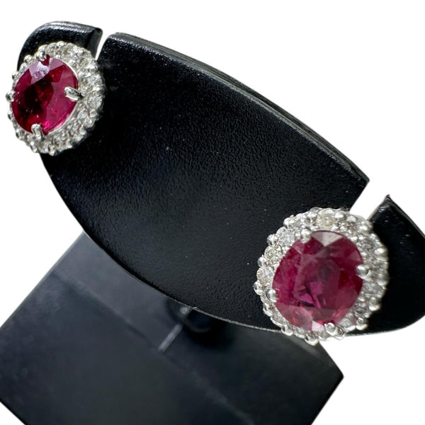 ルビー 0.39/0.54ct ダイヤモンド 0.10/0.10ct ピアス K18WGホワイトゴールド 18金 1.1g レディース 【中古】【真子質店】【NN】 【MaMiMo】