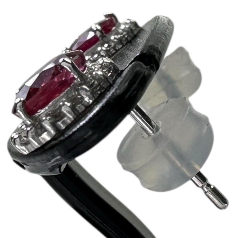 ルビー 0.39/0.54ct ダイヤモンド 0.10/0.10ct ピアス K18WGホワイトゴールド 18金 1.1g レディース 【中古】【真子質店】【NN】 【MaMiMo】