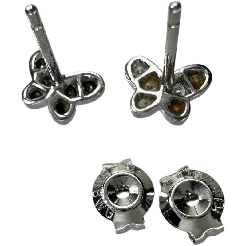 バタフライモチーフ バイカラー ブラックダイヤモンド 0.07ct ダイヤモンド 0.06ct ピアス K18WGホワイトゴールド 18金 1.0g レディース 【中古】【真子質店】【NN】 【ITY】