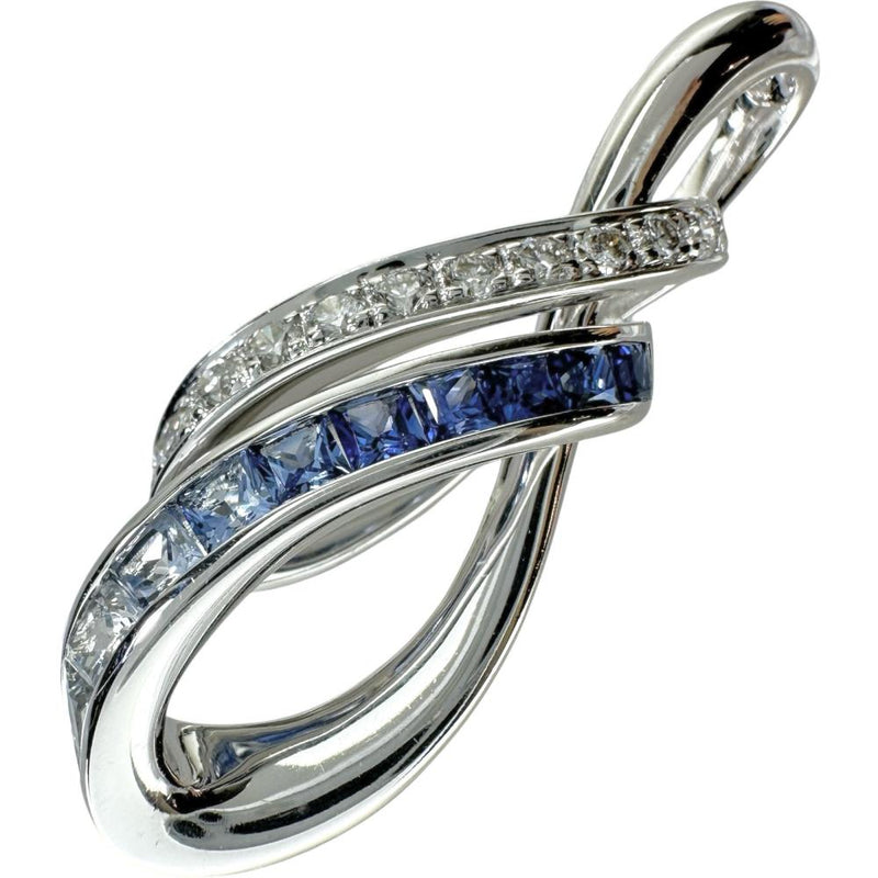 カラーグラデーションサファイア 0.75ct ダイヤモンド 0.23ct ペンダントトップ K18WGホワイトゴールド 18金 4.7g レディース 【中古】【真子質店】【NN】 【YIY】