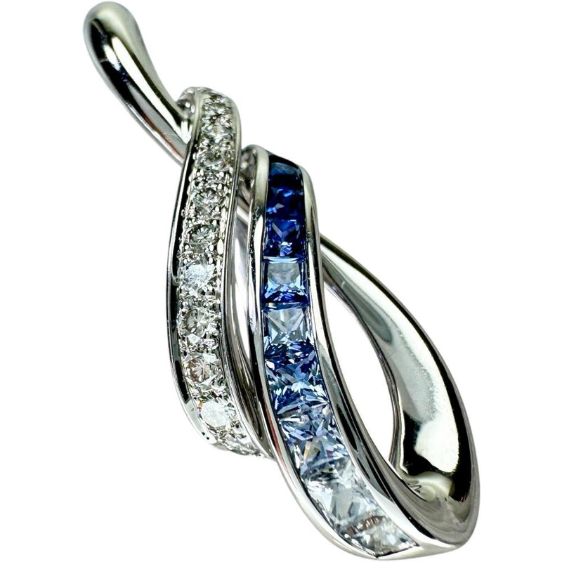 カラーグラデーションサファイア 0.75ct ダイヤモンド 0.23ct ペンダントトップ K18WGホワイトゴールド 18金 4.7g レディース 【中古】【真子質店】【NN】 【YIY】