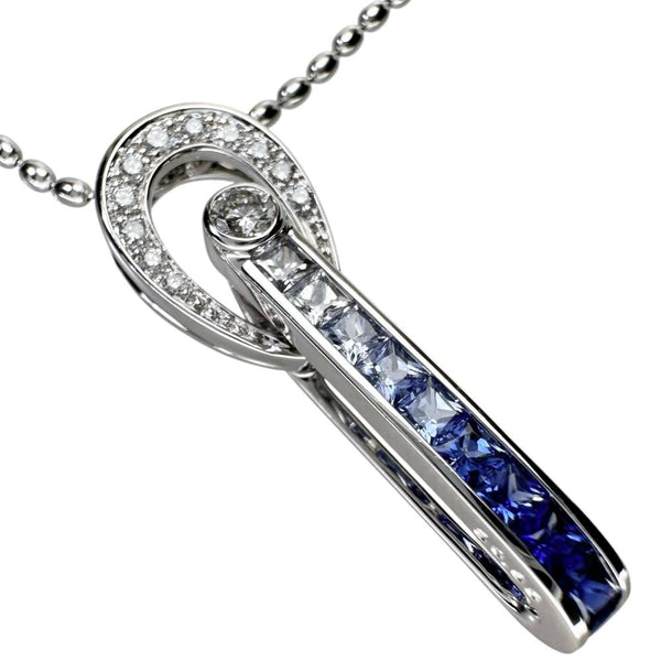Jeunet/ジュネ グラデーションサファイア 計0.85ct ダイヤモンド 計0.27ct ネックレス K18WGホワイトゴールド 18金 10.1g 49.5cm レディース 【中古】【真子質店】【NN】 【IMaKMo】
