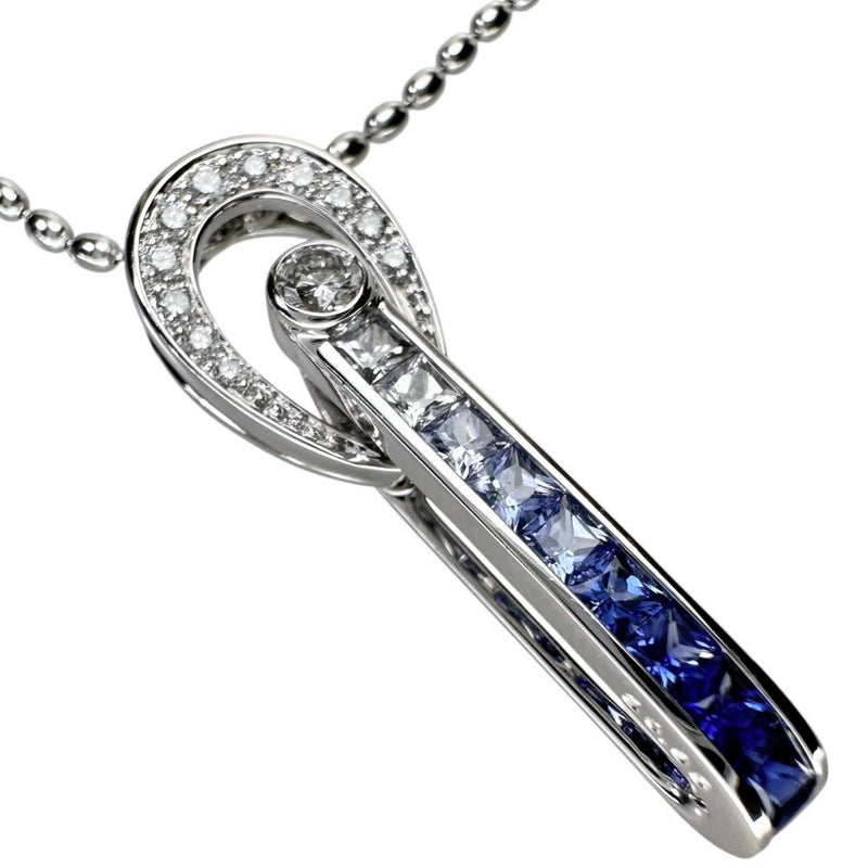 Jeunet/ジュネ グラデーションサファイア 計0.85ct ダイヤモンド 計0.27ct ネックレス K18WGホワイトゴールド 18金 10.1g 49.5cm レディース 【中古】【真子質店】【NN】 【IMaKMo】
