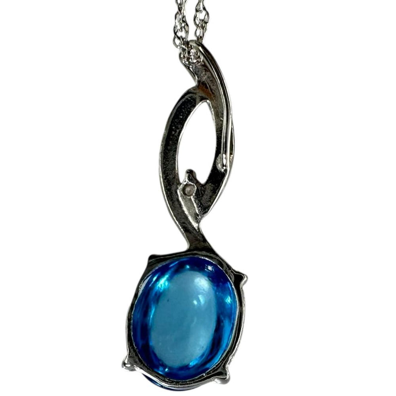 ブルートパーズ 0.90ct ダイヤモンド 0.01ct ネックレス K18WGホワイトゴールド 18金 1.0g 40cm レディース 【中古】【真子質店】【NN】 【IMaT】
