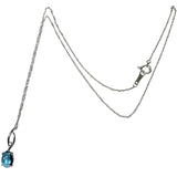 ブルートパーズ 0.90ct ダイヤモンド 0.01ct ネックレス K18WGホワイトゴールド 18金 1.0g 40cm レディース 【中古】【真子質店】【NN】 【IMaT】