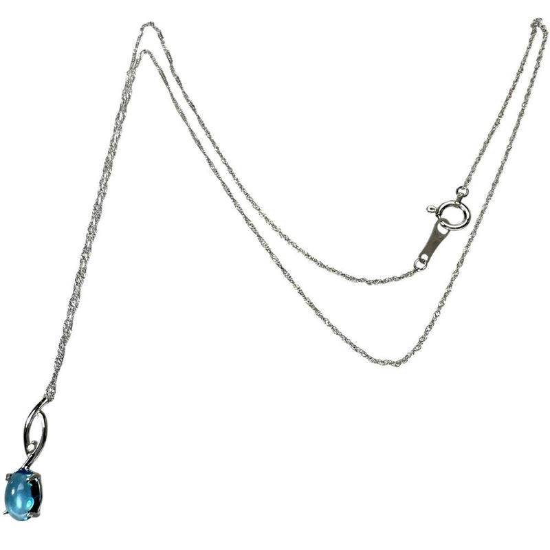 ブルートパーズ 0.90ct ダイヤモンド 0.01ct ネックレス K18WGホワイトゴールド 18金 1.0g 40cm レディース 【中古】【真子質店】【NN】 【IMaT】