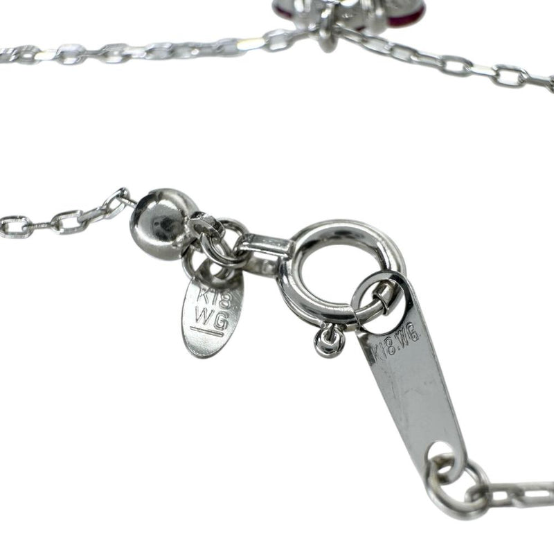 ルビー 計0.73ct ダイヤモンド 計0.10ct ネックレス K18WGホワイトゴールド 18金 3.1g 44.5cm レディース 【中古】【真子質店】【NN】 【DDx】
