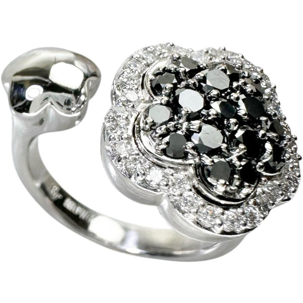 10号【Ponte Vecchio/ポンテヴェキオ】 ブラックダイヤモンド 0.55ct ダイヤモンド 0.27ct リング・指輪 K18WGホワイトゴールド 18金 11.4g レディース 【中古】【真子質店】【NN】 【IMoxK】