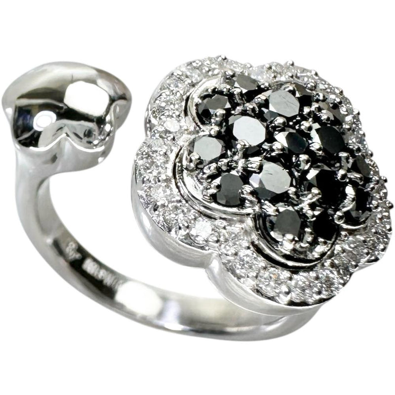 10号【Ponte Vecchio/ポンテヴェキオ】 ブラックダイヤモンド 0.55ct ダイヤモンド 0.27ct リング・指輪 K18WGホワイトゴールド 18金 11.4g レディース 【中古】【真子質店】【NN】 【IMoxK】