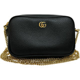 【GUCCI/グッチ】 GGマーモント　ミニカメラバッグ 772759 スーパーミニバッグ ショルダーバッグ レザー ブラックレザー/ゴールド金具 レディース【中古】【真子質店】【BL】 【KMix】