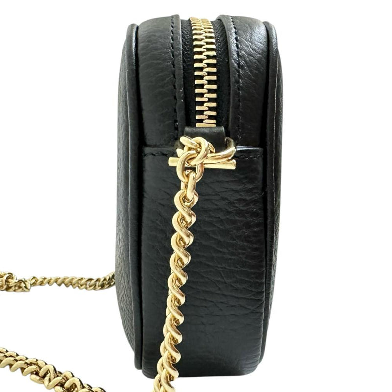 【GUCCI/グッチ】 GGマーモント　ミニカメラバッグ 772759 スーパーミニバッグ ショルダーバッグ レザー ブラックレザー/ゴールド金具 レディース【中古】【真子質店】【BL】 【KMix】
