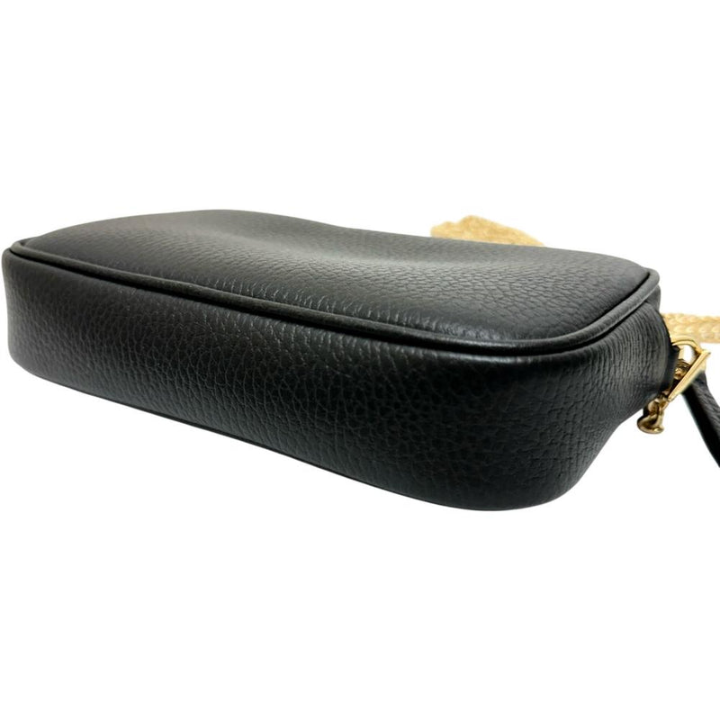 【GUCCI/グッチ】 GGマーモント　ミニカメラバッグ 772759 スーパーミニバッグ ショルダーバッグ レザー ブラックレザー/ゴールド金具 レディース【中古】【真子質店】【BL】 【KMix】