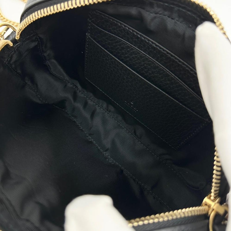 【GUCCI/グッチ】 GGマーモント　ミニカメラバッグ 772759 スーパーミニバッグ ショルダーバッグ レザー ブラックレザー/ゴールド金具 レディース【中古】【真子質店】【BL】 【KMix】