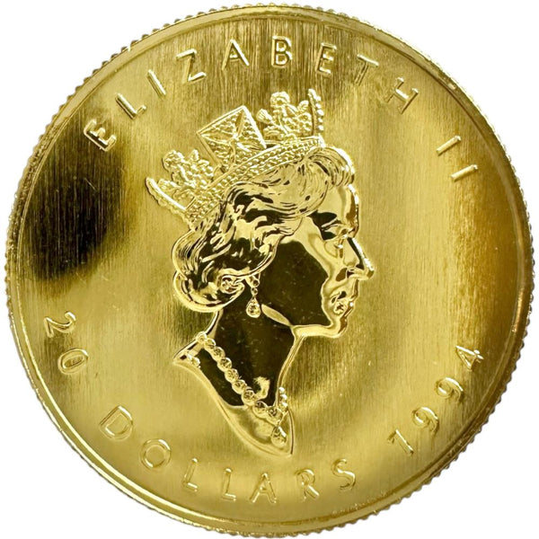 カナダ メープルリーフ 金貨1/2oz 1994年 コイン K24ゴールド/純金 ユニセックス【中古】【真子質店】【BL】 【TTMix】 【ex】