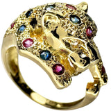 11.5号 パンサーモチーフ　豹モチーフ ルビー 0.43ct サファイア 0.40ct ダイヤモンド 0.01ct リング・指輪 K18ゴールド 18金 6.8g レディース
【中古】【真子質店】【NN】




【MiDK】
