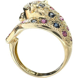11.5号 パンサーモチーフ　豹モチーフ ルビー 0.43ct サファイア 0.40ct ダイヤモンド 0.01ct リング・指輪 K18ゴールド 18金 6.8g レディース
【中古】【真子質店】【NN】




【MiDK】