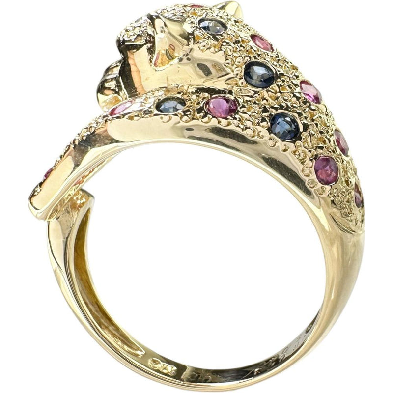11.5号 パンサーモチーフ　豹モチーフ ルビー 0.43ct サファイア 0.40ct ダイヤモンド 0.01ct リング・指輪 K18ゴールド 18金 6.8g レディース
【中古】【真子質店】【NN】




【MiDK】