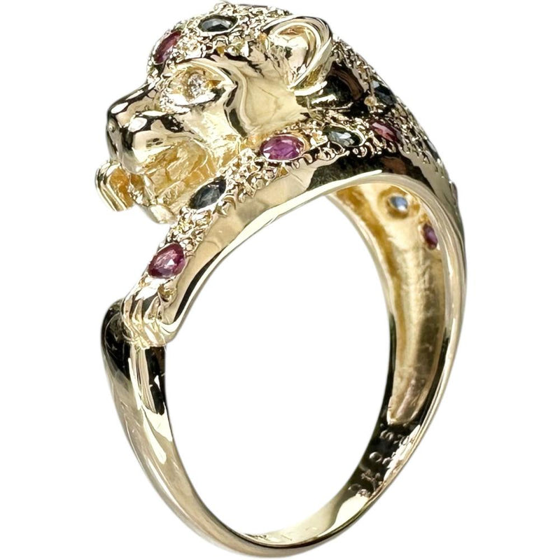 11.5号 パンサーモチーフ　豹モチーフ ルビー 0.43ct サファイア 0.40ct ダイヤモンド 0.01ct リング・指輪 K18ゴールド 18金 6.8g レディース
【中古】【真子質店】【NN】




【MiDK】