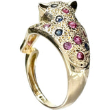 11.5号 パンサーモチーフ　豹モチーフ ルビー 0.43ct サファイア 0.40ct ダイヤモンド 0.01ct リング・指輪 K18ゴールド 18金 6.8g レディース
【中古】【真子質店】【NN】




【MiDK】