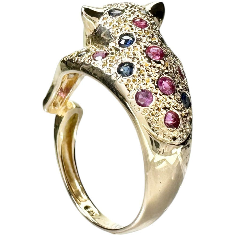 11.5号 パンサーモチーフ　豹モチーフ ルビー 0.43ct サファイア 0.40ct ダイヤモンド 0.01ct リング・指輪 K18ゴールド 18金 6.8g レディース
【中古】【真子質店】【NN】




【MiDK】