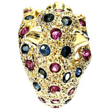 11.5号 パンサーモチーフ　豹モチーフ ルビー 0.43ct サファイア 0.40ct ダイヤモンド 0.01ct リング・指輪 K18ゴールド 18金 6.8g レディース
【中古】【真子質店】【NN】




【MiDK】