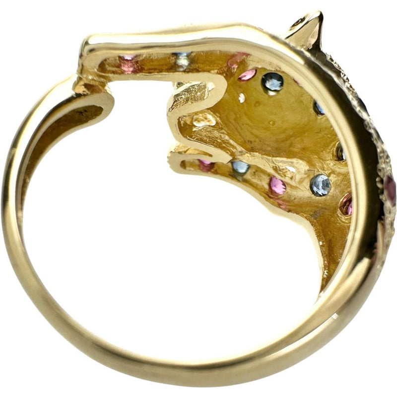 11.5号 パンサーモチーフ　豹モチーフ ルビー 0.43ct サファイア 0.40ct ダイヤモンド 0.01ct リング・指輪 K18ゴールド 18金 6.8g レディース
【中古】【真子質店】【NN】




【MiDK】