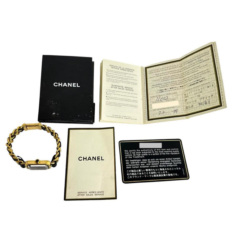 【CHANEL/シャネル】 プルミエールM H0001 電池交換済 腕時計 GP/レザー クオーツ ブラック文字盤/ゴールド レディース 【中古】【真子質店】【BL】 【IMaxx】