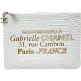 【CHANEL/シャネル】 カード/シール有 クラッチバッグ レザー クロコ型押し/ホワイト レディース【中古】【真子質店】【BL】 【SMox】