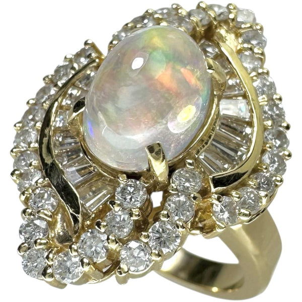 11.5号 ウォーターオパール 2.15ct ダイヤモンド 1.28ct リング・指輪 K18ゴールド 18金 10.5g レディース 【中古】【真子質店】【NN】 【IKYx】