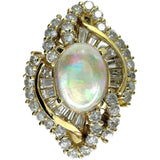 11.5号 ウォーターオパール 2.15ct ダイヤモンド 1.28ct リング・指輪 K18ゴールド 18金 10.5g レディース 【中古】【真子質店】【NN】 【IKYx】