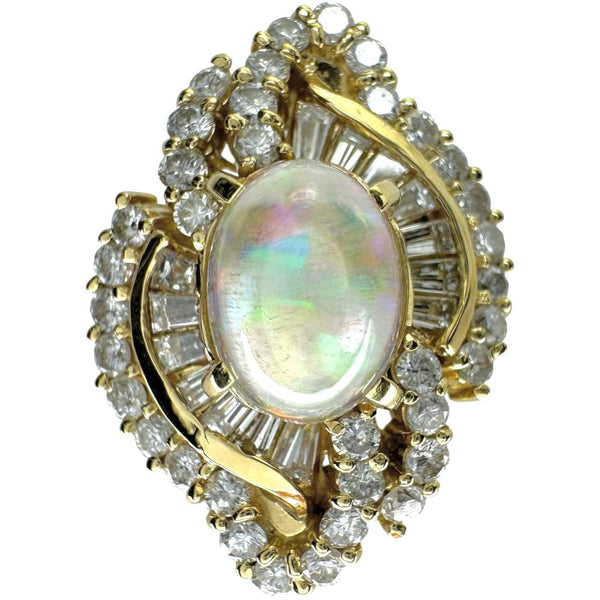 11.5号 ウォーターオパール 2.15ct ダイヤモンド 1.28ct リング・指輪 K18ゴールド 18金 10.5g レディース 【中古】【真子質店】【NN】 【IKYx】