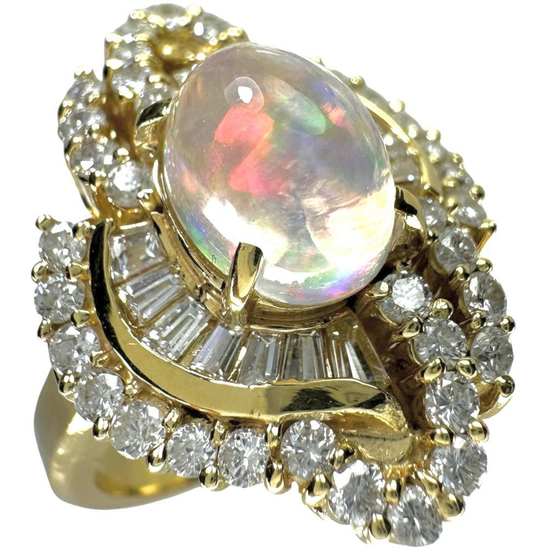11.5号 ウォーターオパール 2.15ct ダイヤモンド 1.28ct リング・指輪 K18ゴールド 18金 10.5g レディース 【中古】【真子質店】【NN】 【IKYx】