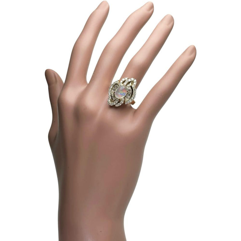 11.5号 ウォーターオパール 2.15ct ダイヤモンド 1.28ct リング・指輪 K18ゴールド 18金 10.5g レディース 【中古】【真子質店】【NN】 【IKYx】