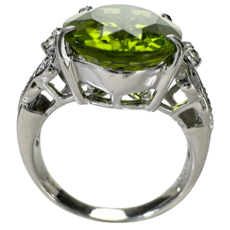 12号 ペリドット 7.37ct ダイヤモンド 0.14ct リング・指輪 Pt900プラチナ 9.2g レディース 【中古】【真子質店】【NN】 【MiTMo】