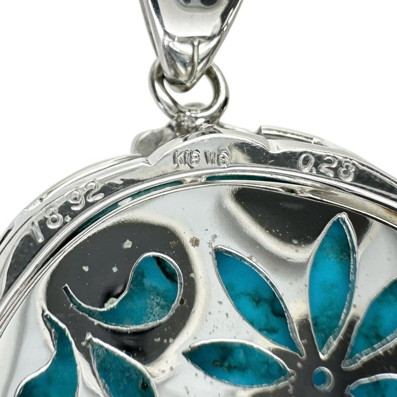 トルコ石カメオ　女性モチーフ トルコ石 18.92ct ダイヤモンド 0.28ct ペンダントトップ K18WGホワイトゴールド 18金 17.3g レディース 【中古】【真子質店】【NN】 【IMiMoS】
