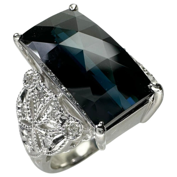 12号 ブルートルマリン（インディゴライト） 7.72ct ダイヤモンド 0.18ct リング・指輪 Pt900プラチナ 14.3g レディース 【中古】【真子質店】【NN】 【IKSMa】