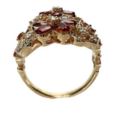 26号 フラワーデザイン オレンジサファイア 2.94ct ダイヤモンド 0.82ct リング・指輪 K18PGピンクゴールド 18金 13.2g レディース 【中古】【真子質店】【NN】 【ISTMo】