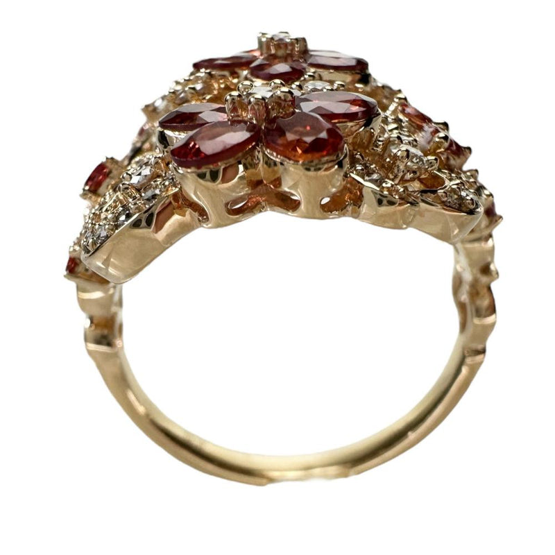 26号 フラワーデザイン オレンジサファイア 2.94ct ダイヤモンド 0.82ct リング・指輪 K18PGピンクゴールド 18金 13.2g レディース 【中古】【真子質店】【NN】 【ISTMo】