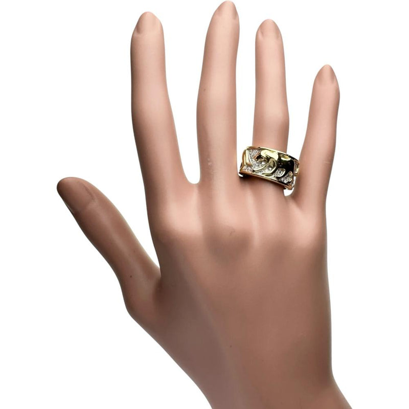 12号 ヒョウ3頭デザイン ダイヤモンド 0.46ct リング・指輪 K18YGイエローゴールド 18金/K18WGホワイトゴールド 18金 12.9g レディース 【中古】【真子質店】【NN】 【IYYI】