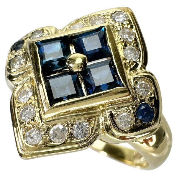 15号 サファイア 0.35ct ダイヤモンド 0.22ct リング・指輪 K18ゴールド 18金 4.7g レディース 【中古】【真子質店】【NN】 【YTK】