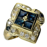 15号 サファイア 0.35ct ダイヤモンド 0.22ct リング・指輪 K18ゴールド 18金 4.7g レディース 【中古】【真子質店】【NN】 【YTK】