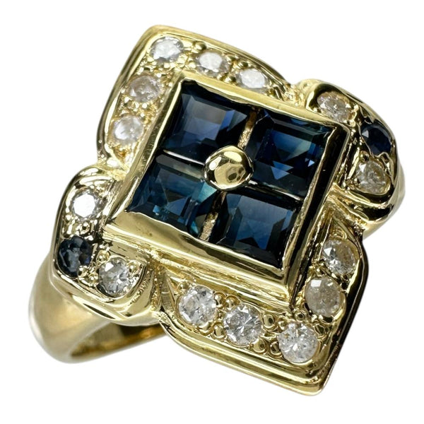 15号 サファイア 0.35ct ダイヤモンド 0.22ct リング・指輪 K18ゴールド 18金 4.7g レディース 【中古】【真子質店】【NN】 【YTK】