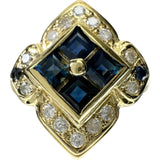 15号 サファイア 0.35ct ダイヤモンド 0.22ct リング・指輪 K18ゴールド 18金 4.7g レディース 【中古】【真子質店】【NN】 【YTK】