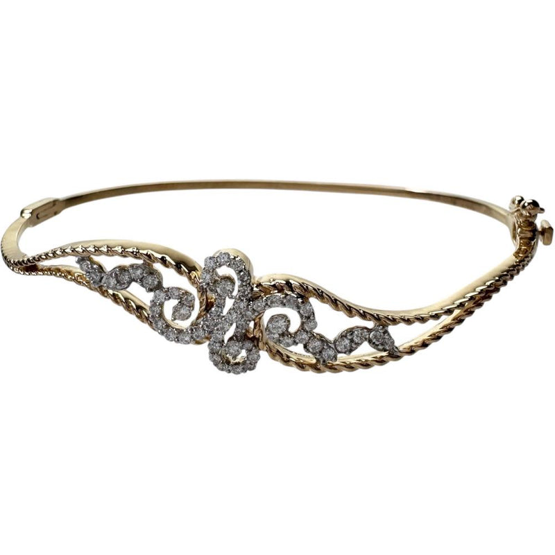 バングル ダイヤモンド 0.36/0.18ct ブレスレット K18ゴールド 18金 10.1g 17cm レディース 【中古】【真子質店】【NN】 【IDMiMo】