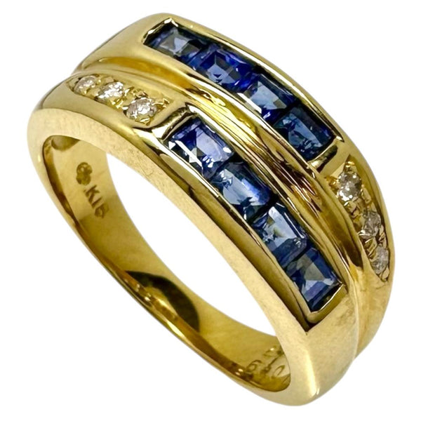 11号 サファイア 計0.89ct ダイヤモンド 計0.07ct リング・指輪 K18ゴールド 18金 4.8g レディース 【中古】【真子質店】【NN】 【MoTx】