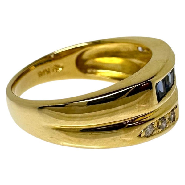 11号 サファイア 計0.89ct ダイヤモンド 計0.07ct リング・指輪 K18ゴールド 18金 4.8g レディース 【中古】【真子質店】【NN】 【MoTx】